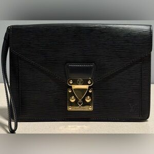 Louis Vuitton Vintage Pochette Sellier Dragonne Clutch Black Epi Leather
